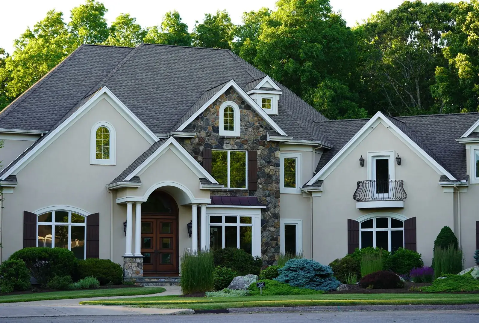 A picturesque view of a large, the kind of home we buy in Mission Bend